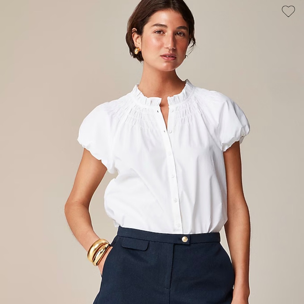 J.Crew Smocked-neck top (in Black only)